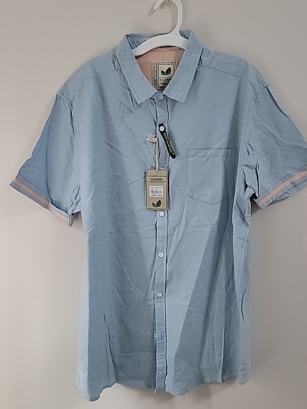 Light Blue Men's Short-Sleeve Button-Up Shirt by
